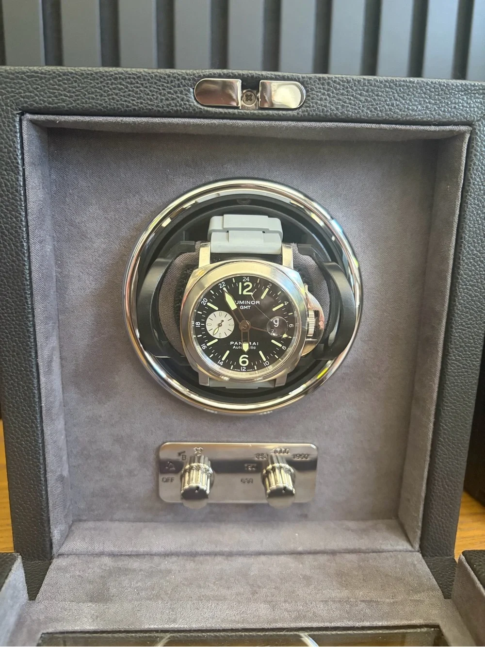 Panerai Luminor GMT Black Dial with Light Gray Strap